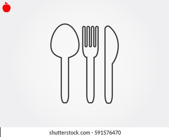 fork, spoon, knife, cutlery, icon, vector illustration eps10