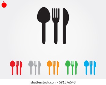 fork, spoon, knife, cutlery, icon, vector illustration eps10