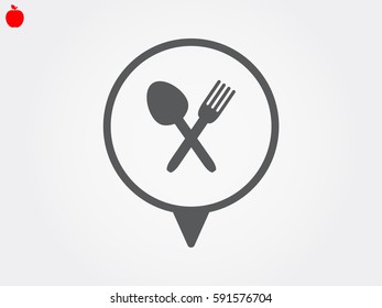 fork, spoon, knife, cutlery, icon, vector illustration eps10