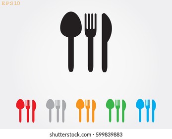 fork, spoon, knife, cutlery, icon, vector illustration eps10