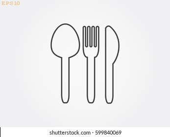 fork, spoon, knife, cutlery, icon, vector illustration eps10