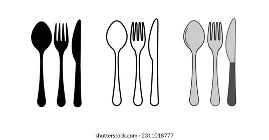Fork, spoon and knife. Cutlery vector set.  - Shutterstock ID 2311018777