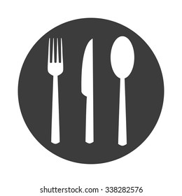 Fork spoon knife in the flat style illustration on white background