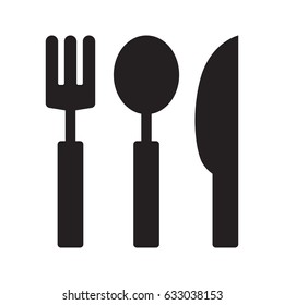 Fork, spoon and knife flat vector icons