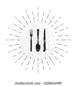 Fork, Spoon and Knife icon. Cooking logo. Cutlery set. Restaurant and Cafe design.  Vector illustration.