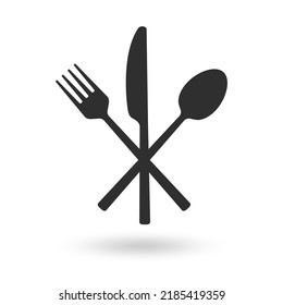 Fork, spoon and knife icon. Crossed cutlery silhouette. Silverware symbol. Vector illustration.