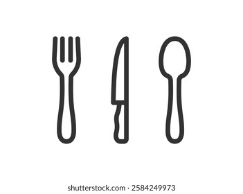 Fork, spoon, knife icon. Cutlery kitchen tool. Dinner utensil.