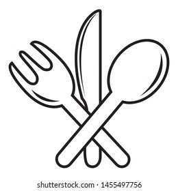 Fork, spoon and knife icon design. cutlery and kitchen icon design. Fork, spoon and knife outline style icon. Vector illustration.