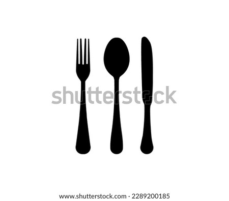 Fork, spoon, knife icon. Dinner service collection. Dinner service - stock vector. Dining silverware flat icon vector design and illustration.
