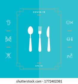 Horquilla, cuchara, icono de cuchillo. Elementos gráficos para su diseño