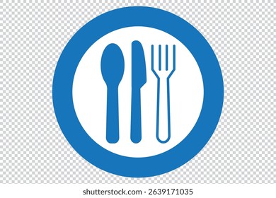 Fork ,spoon and knife icon set. Eatery symbol. Kitchen utensil vector illustration. Tableware serving sign. Crossed fork and spoon pictogram. Menu button. EPS 10