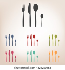 fork spoon knife icon set