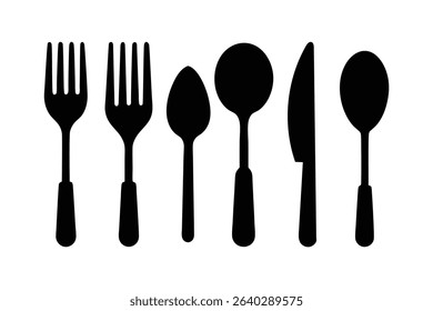 Fork Spoon Knife Icon Silhouette Kitchen Cutlery Vector Design