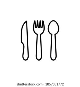 Símbolo de la horquilla, cuchara e icono de cuchillo vector sobre fondo blanco