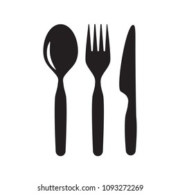 Fork, spoon and knife icon. Vector illustration in flat style.