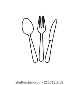 Fork, spoon and knife icon vector. Restaurant illustration sign. Dinner symbol or logo.