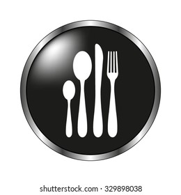 fork spoon knife icon - vector button