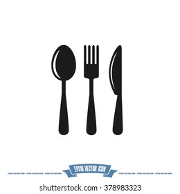 Fork Spoon Knife Icon Vector.
