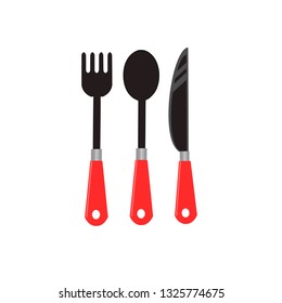 Fork, spoon and knife icon vector,kitchen utensil illustration.