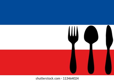 Fork, spoon and knife isolated on the Yugoslavia flag