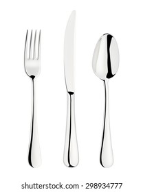 Fork, spoon and knife isolated on white. Vector EPS10 illustration