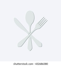 fork spoon and knife - light gray vector icon