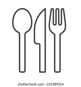白い背景にフォークスプーンとナイフの線のアイコン 輪郭のベクター画像記号 線形の絵文字 レストランのシンボル ロゴイラスト 編集可能なストローク のベクター画像素材 ロイヤリティフリー Shutterstock