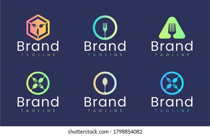 Fork, spoon, knife logo design template. Set of graphic elements, perfect for any restaurant or food business brand