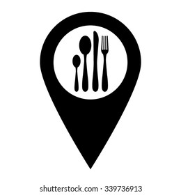 fork spoon knife - map pointer vector icon