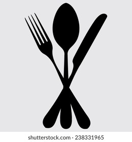 fork spoon knife on a grey background