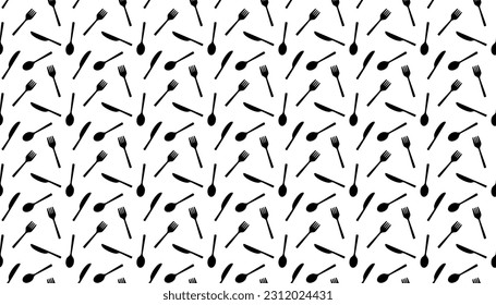 Fork, Spoon, and Knife Pattern Background.