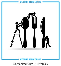 Fork spoon knife and people icon vector illustration eps10.