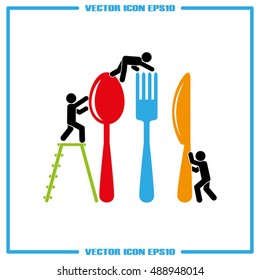 Fork spoon knife and people icon vector illustration eps10.