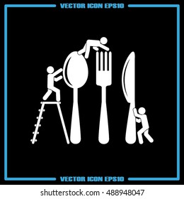 Fork spoon knife and people icon vector illustration eps10.