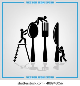 Fork spoon knife and people icon vector illustration eps10.