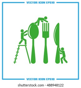 Fork spoon knife and people icon vector illustration eps10.