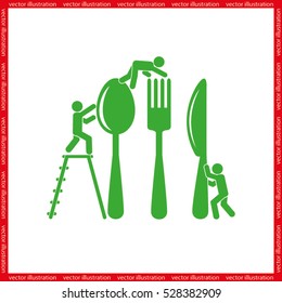 Fork spoon knife and people icon vector illustration eps10.