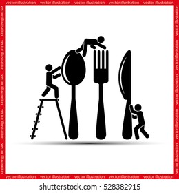Fork spoon knife and people icon vector illustration eps10.