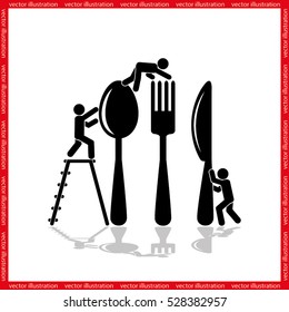 Fork spoon knife and people icon vector illustration eps10.
