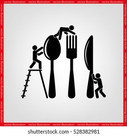 Fork spoon knife and people icon vector illustration eps10.