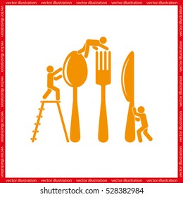 Fork spoon knife and people icon vector illustration eps10.
