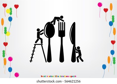 Fork, spoon, knife and people icon vector illustration eps10.