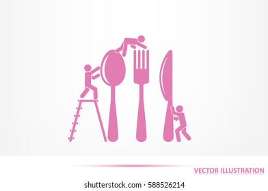 Fork, spoon, knife and people icon vector illustration eps10.