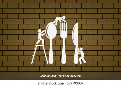 Fork, spoon, knife and people icon vector illustration eps10.