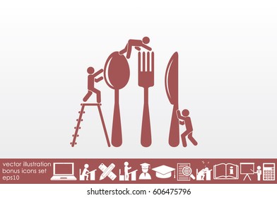 Fork, spoon, knife and people icon vector illustration eps10.