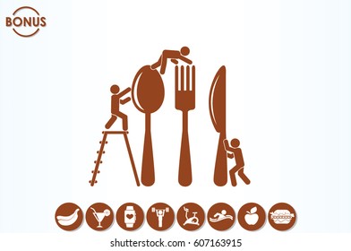 Fork, spoon, knife and people icon vector illustration eps10.