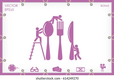 Fork, spoon, knife and people icon vector illustration eps10.