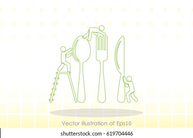 Fork, spoon, knife and people icon vector illustration eps10.