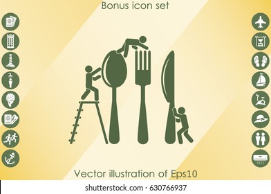 Fork, spoon, knife and people icon vector illustration eps10.