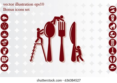 Fork, spoon, knife and people icon vector illustration eps10.